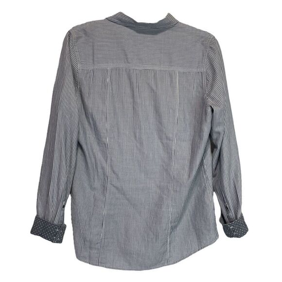 Denver Hayes Blue Grey Striped Button Down Shirt - Picture 2 of 10